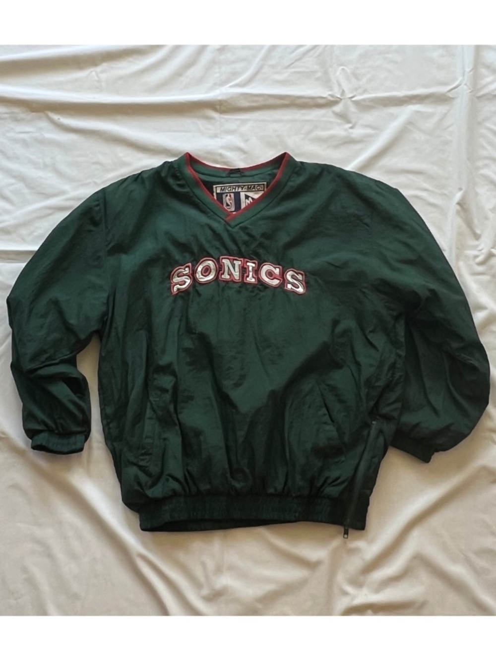 VTG 90s Seattle Sonics Mighty-Mac Windbreaker Pullover Made in Korea